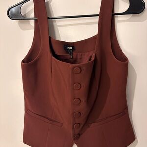 PAIGE Brick Red Button-Front Tailored Vest